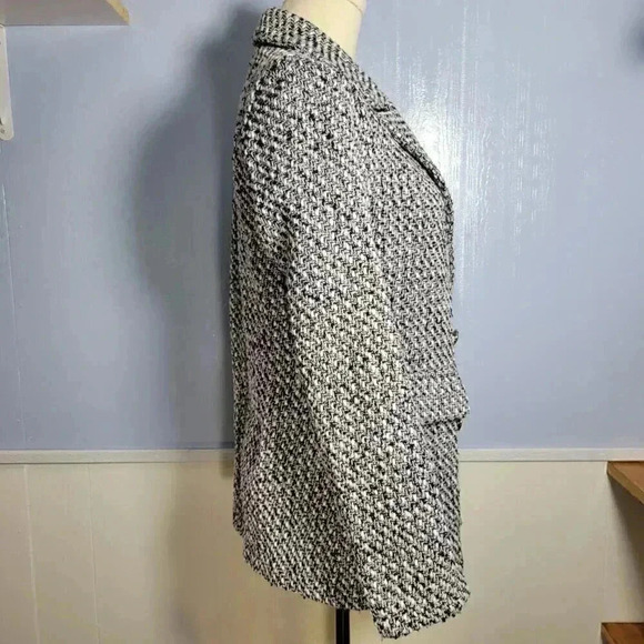 Unbranded Black White Classic Gold Button Up Blazer with Shoulder Pads - Picture 6 of 10